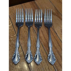 Stainless Steel Flatware Dinner Forks Vtg Rose Pattern